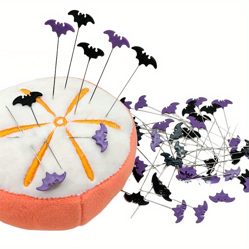 

50pcs Halloween Bat Dressmaking Pins - Embroidery & Sewing Needles For Diy Crafts And Decorations, Includes Patterned Embroidery Kits