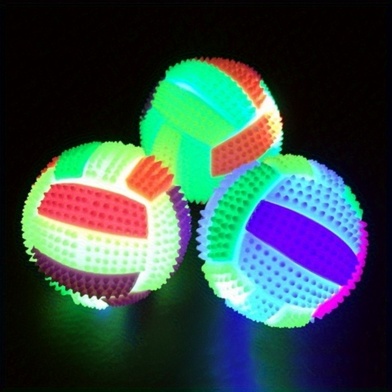 TEMU 1pc Glow-in-the-dark Dog Chew Ball - Durable Pvc Interactive Toy For All Breed Sizes Without Battery, Multisensory Plastic Design