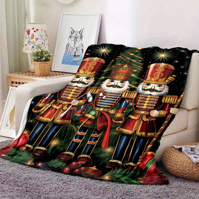 

Cozy Nutcracker Christmas Office Chair Throw Blanket - Soft Polyester, Perfect For All Seasons