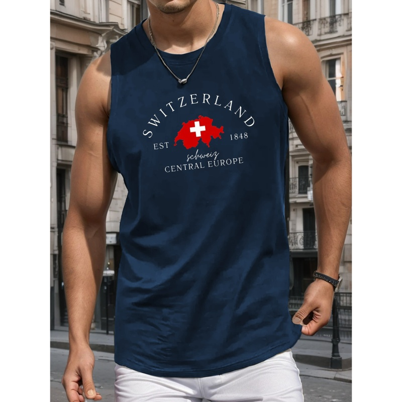 

Switzerland-inspired Men's Tank Top - Breathable, Quick-dry Sleeveless Shirt For Gym & Summer Wear, , Standard Size, Vest