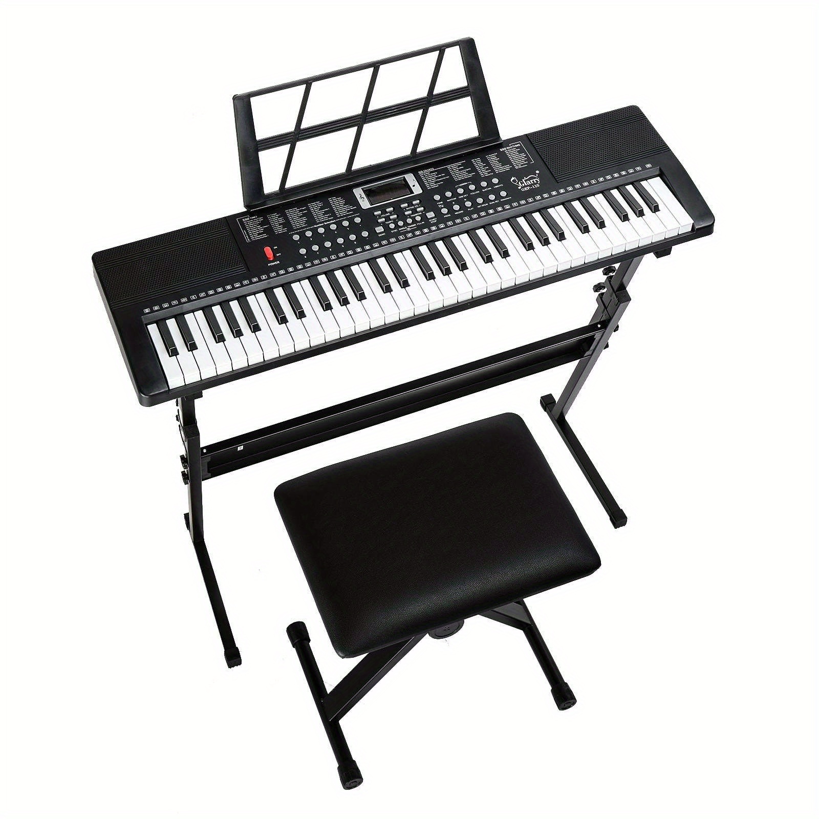 TEMU Gep-110 61-key Keyboard Starter Kit - With Piano Stand, Bench, Built-in Speakers- 3 Teaching For Beginners