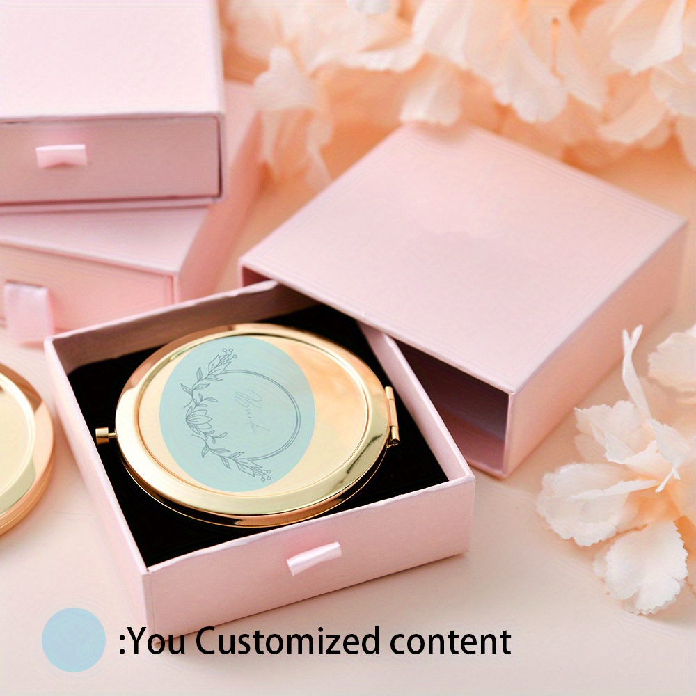 

Chic Customizable, Custom Engraved Stainless Steel Makeup Mirror - Elegant, No-cover Design - Bridesmaids, Wedding Gifts & Day - Unique Personalized Gift For Her