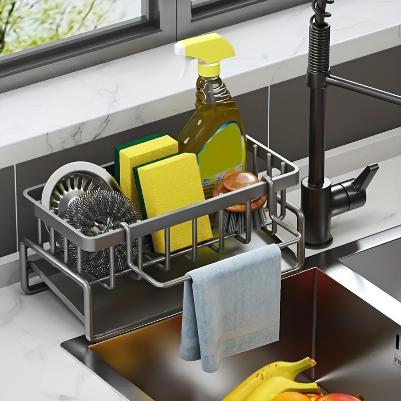 

A Multifunctional Sponge Storage Organizer For Household Use, Suitable For Kitchen And Bathroom, Kitchen Organizer And Storage, Kitchen Supplies, Shelf Baskets