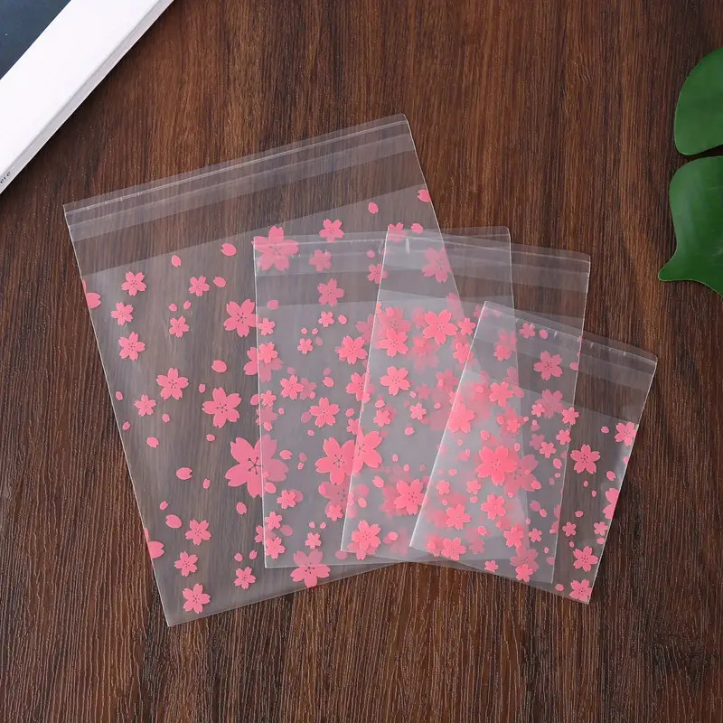 

100pcs Cherry Blossom Frosted Translucent Ziplock Bags - Reusable, Airtight, Waterproof Polypropylene Storage For Jewelry, Small Items, And Crafts, Pink , And Elegant Packaging Solution