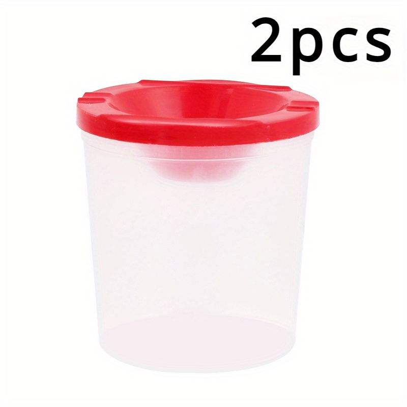 Image of Set Of 2 Portable, Leak-resistant Cups With Lids Designed For Artists, Ideal For Cleaning Watercolor And Nail Brushes, As Well As For Art Supplies And Gouache, Suitable For Makeup Brush Cleaning
