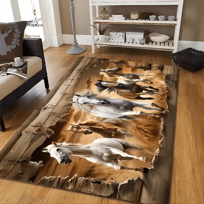 

Galloping Horses Design Doormat - Non-slip, Machine Washable Polyester Rug For Indoor/outdoor Use - Perfect For Kitchen, Bathroom, Bedroom, Living Room - Festive Christmas Decor