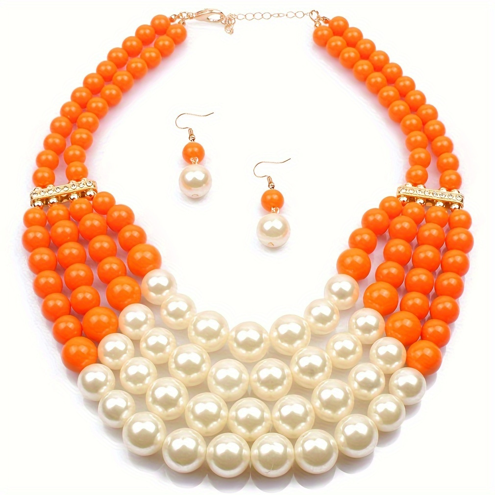 

Ladies Fashion Jewelry Insert Rhinestone Artificial Pearl Necklace Bracelet Earrings Set