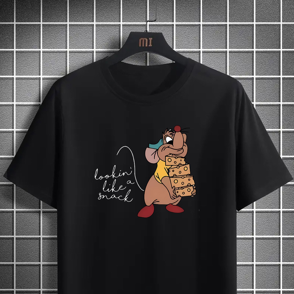 

Cat & Graphic Tee - Polyester, Round T- For Summer