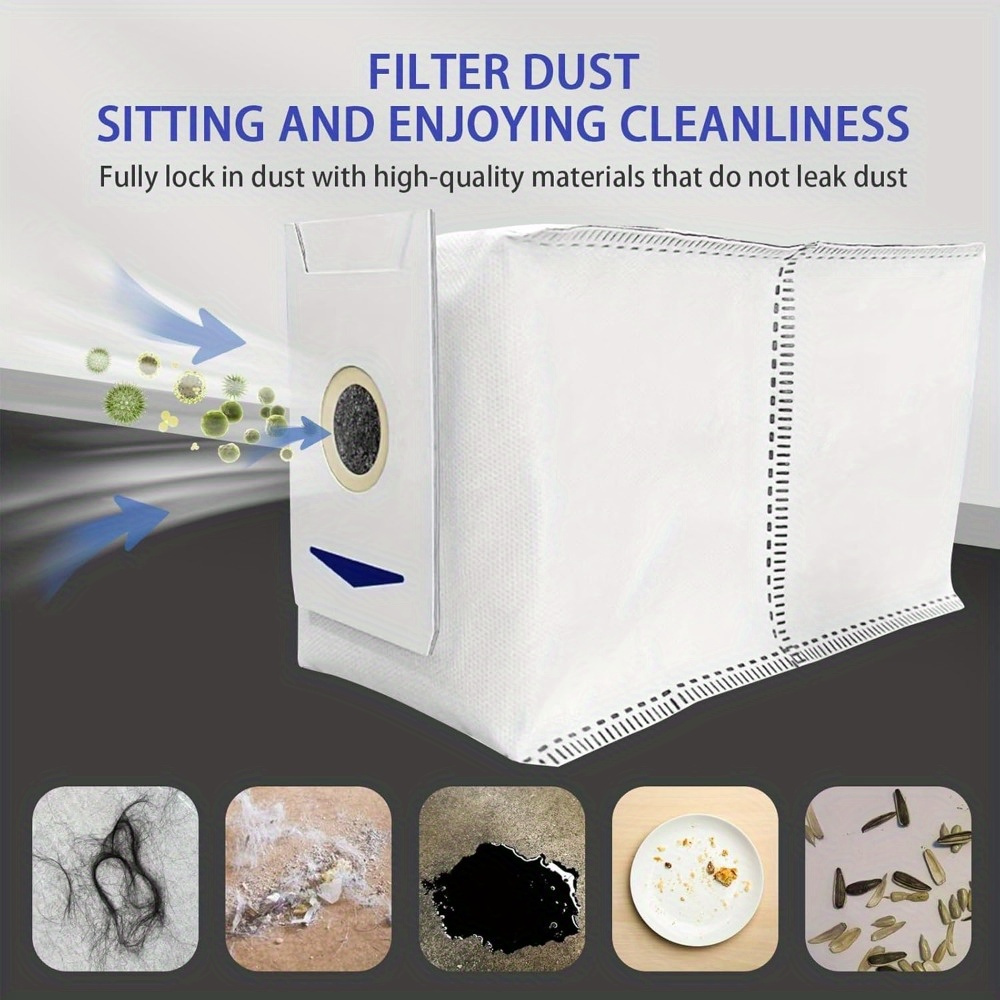 12pcs replacement dust bags for ecovacs t30  30 pro   cordless vacuum cleaner high   cloth material with sealed top for easy empty clean details 4