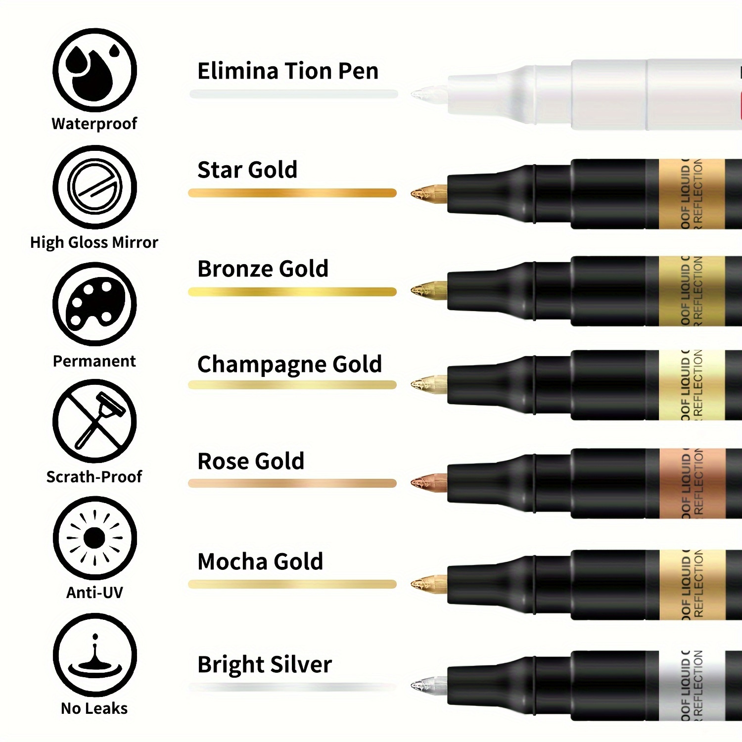 

7 Markers For Any Pen For Repairing, Reflective , Up, Painting, Marking Or Diy Art Projects