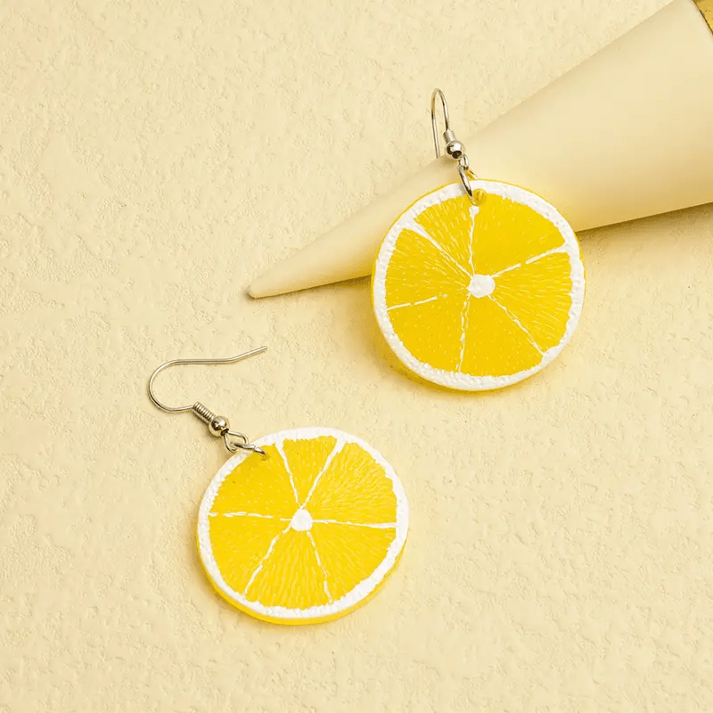 

Boucles d'Oreilles Pendantes Chic en de Citron Jaune - Style Mignon, Crochets en Cuivre, Corps en Plastique, Parfaites pour & les Fêtes