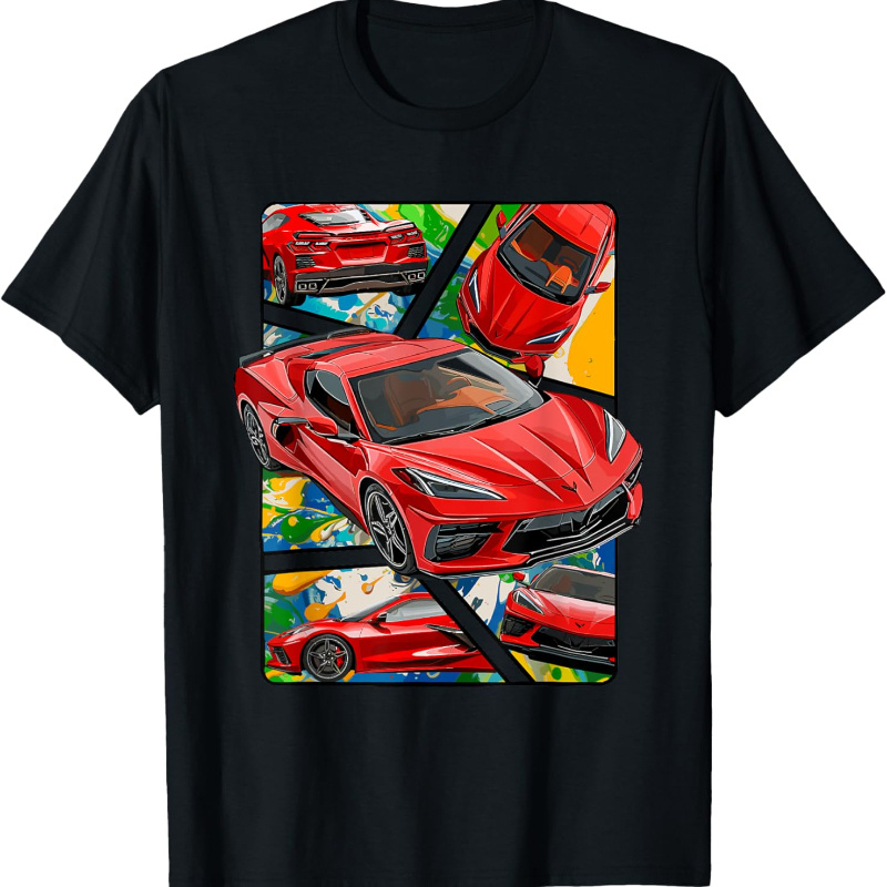 

Red C8 Panel Art Supercar Sports Car Racecar C8 T-shirt