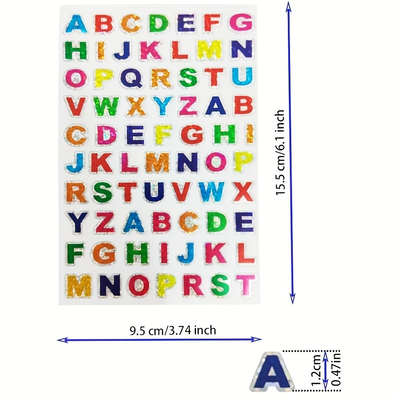 TEMU Collection d'autocollants de lettres à paillettes brillantes - Auto-adhésifs, brillants, colorés, décorations réutilisables pour cartes de vœux,