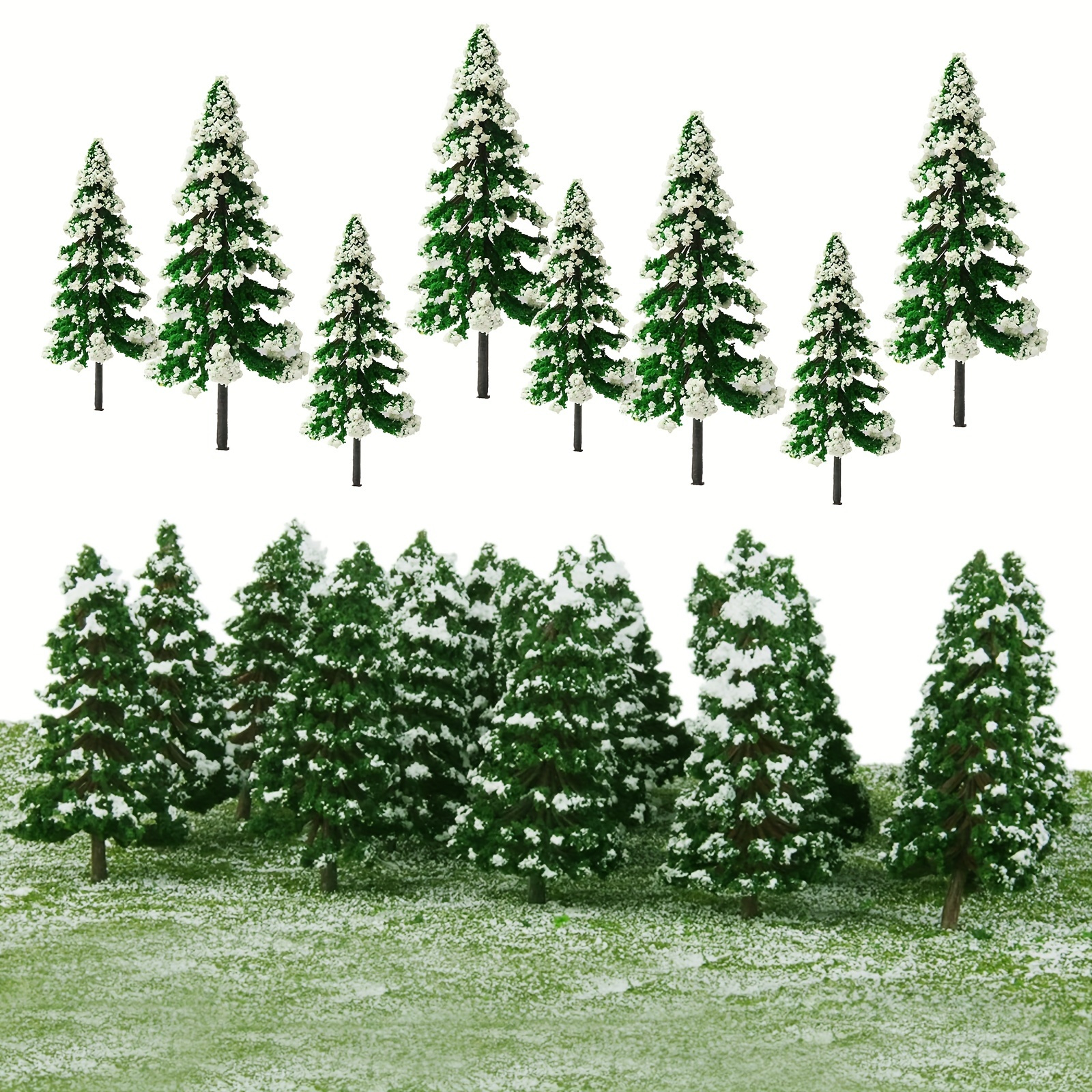 

8-pack Miniature Cedar Pine Trees - Plastic Christmas Tabletop Decorations - Non-feathered, No Power Required, Hanging Simulation Trees For Architectural Models And Diy Crafts