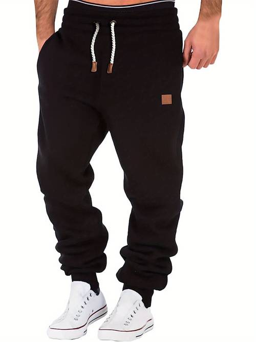 men athletic pants elastic waist drawstring trousers fall casual pants with pockets