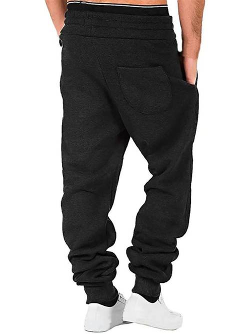 men athletic pants elastic waist drawstring trousers fall casual pants with pockets