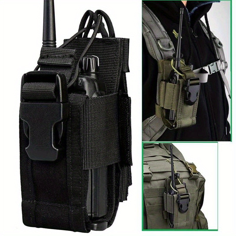 

Tactical Molle Radio Holder, Nylon Walkie Talkie Case, Military Hunting Gear Pouch, Lightweight Hybrid Protective Shell With Striped Pattern, Youth-compatible Spinner Wheel Accessory