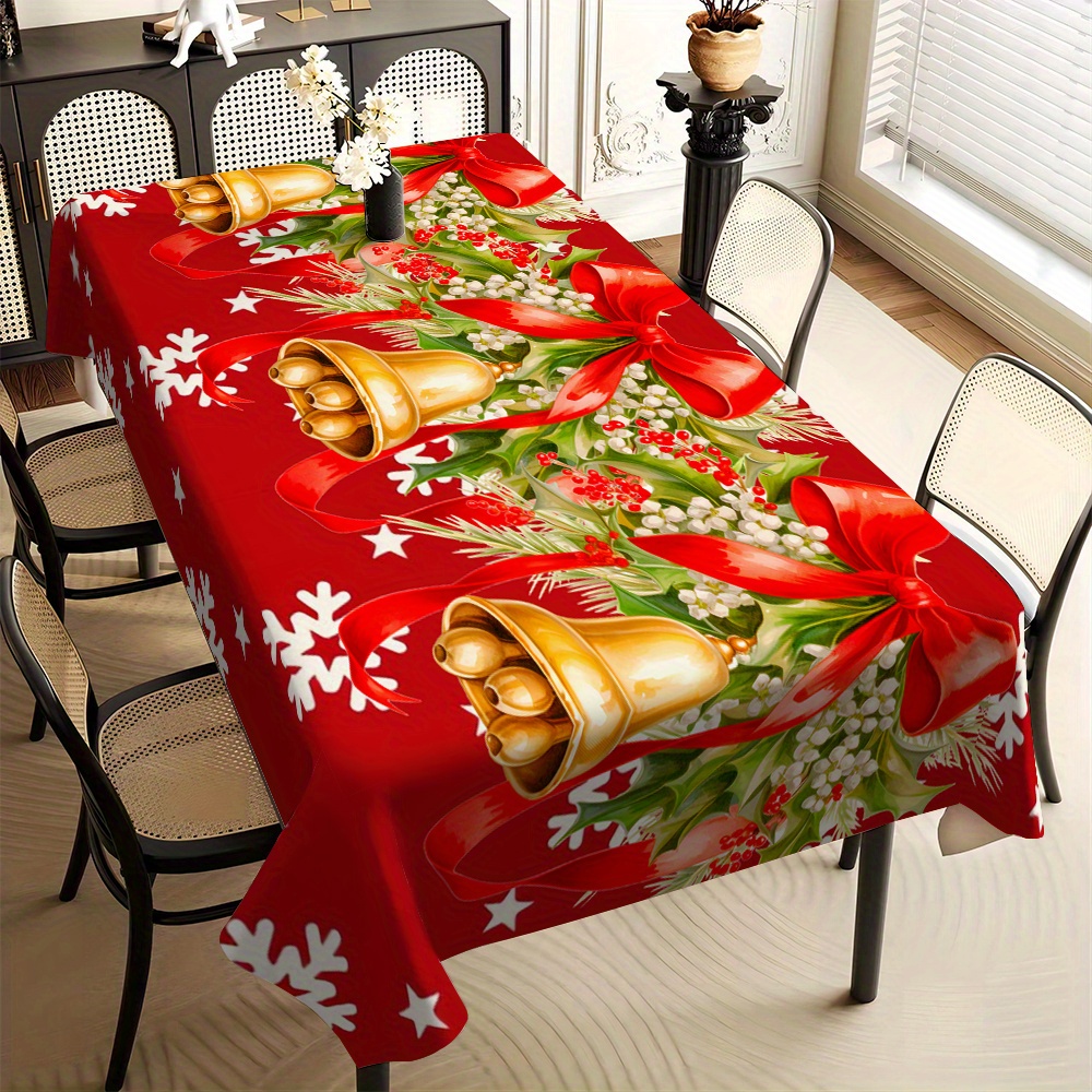 

Christmas- Tablecloth - Stain & Water , For Dining, Parties, Weddings, And - , Rectangular