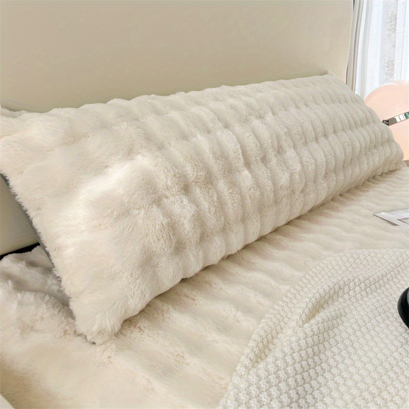 Image of 1pc Plush Solid Color Pillowcases (without Core), Fluffy Warm Winter Pillowcase, Soft And Breathable Pillow Cover For Sofa Room
