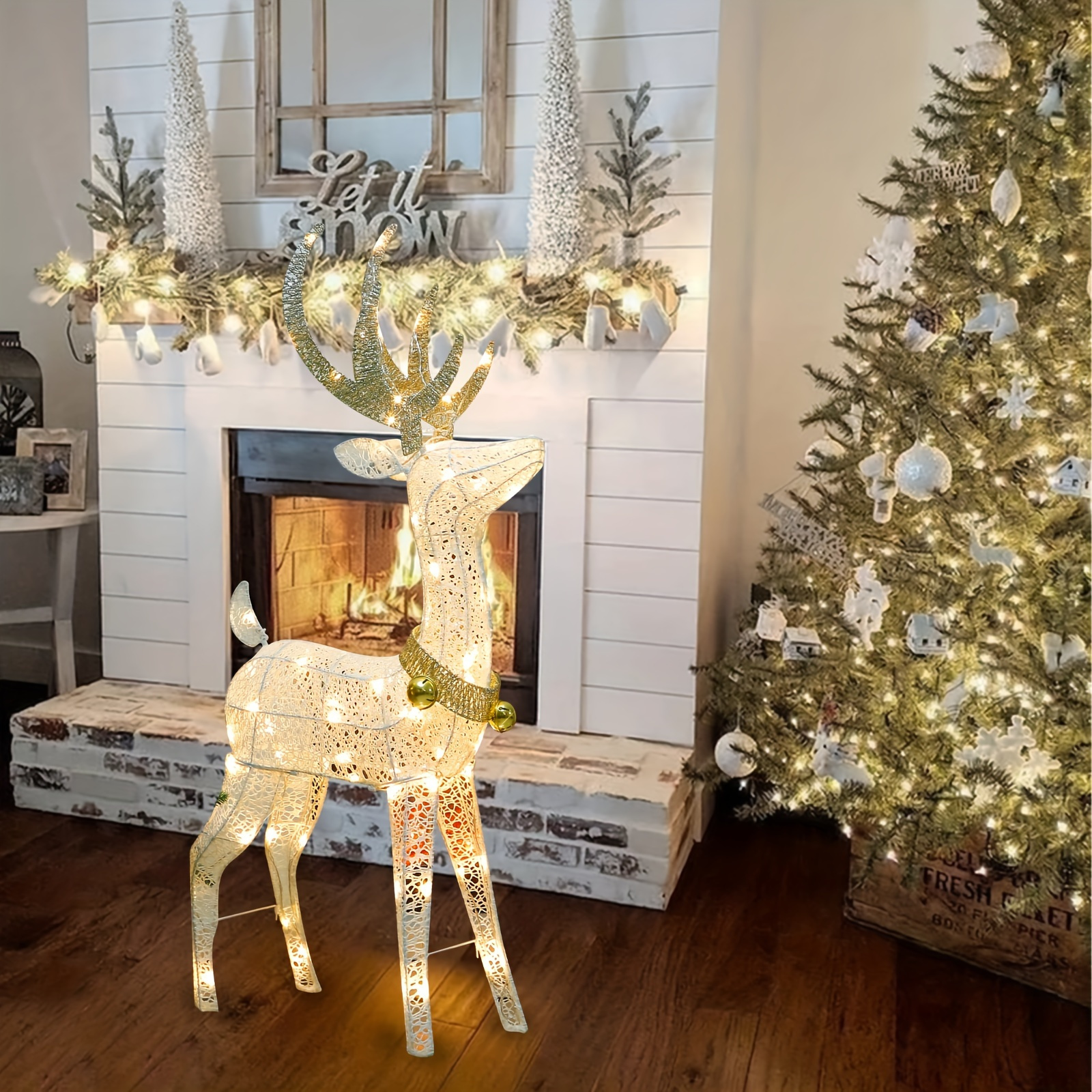 

4 Ft Christmas Reindeer With And Flashing Lights, Outdoor Standing Deer Decoration