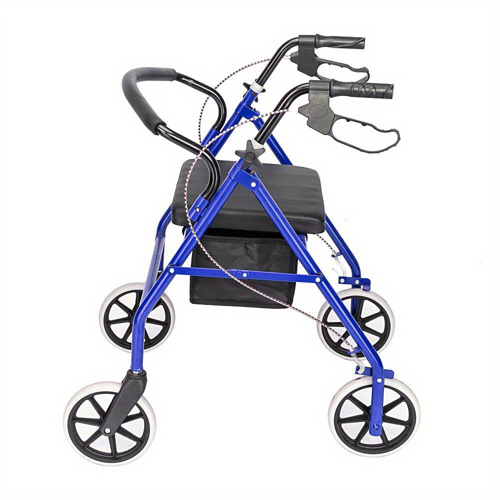 

Ultra- Durable Adjustable Height Walker With Padded Foldable Backrest & Deluxe Locks For Outdoor Terrain - Black & Blue