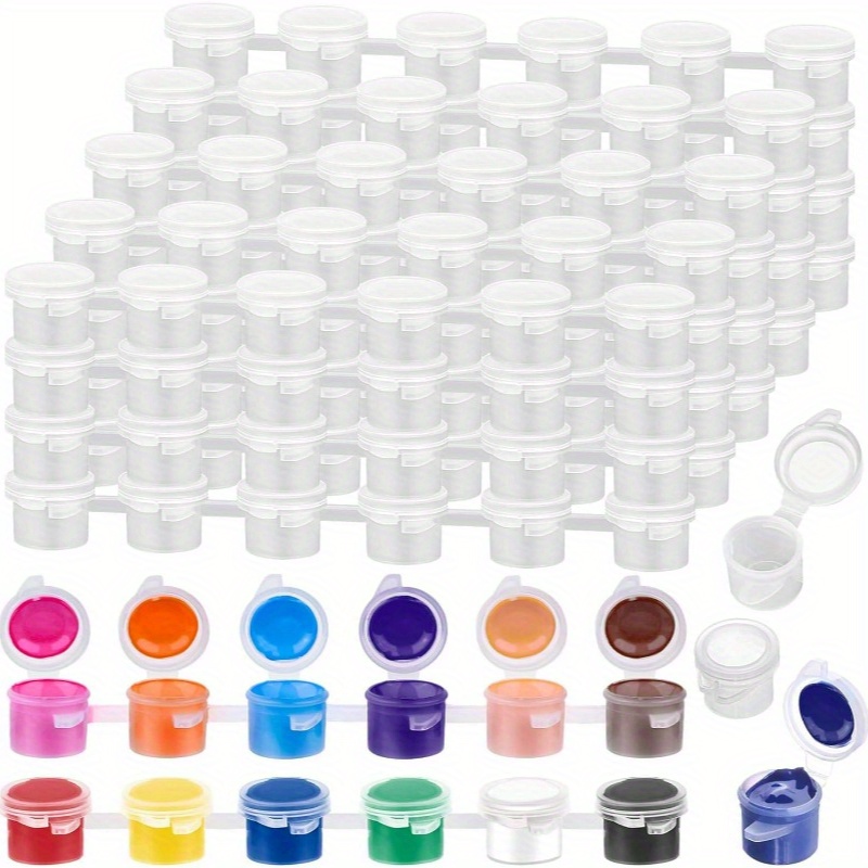 

240pcs Mini Contenants de Peinture Acrylique avec Couvercles - 3ml (0.1oz) , Plastique , Étanches & Faciles à Sceller pour les d''Artisanat Scolaires