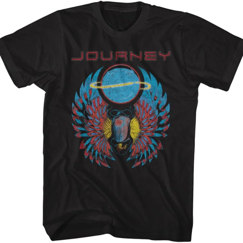 

Journey Logo Scarab & Orb Adult Short Sleeve T Shirt Vintage Style Graphic Tees