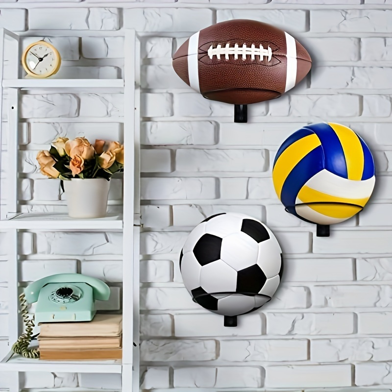 

3-pack Iron Ball Holder Wall Mount - Minimalist Design Sports Ball Storage Rack For Basketball, Volleyball, Soccer - Stylish Home Display And Organizer Shelf