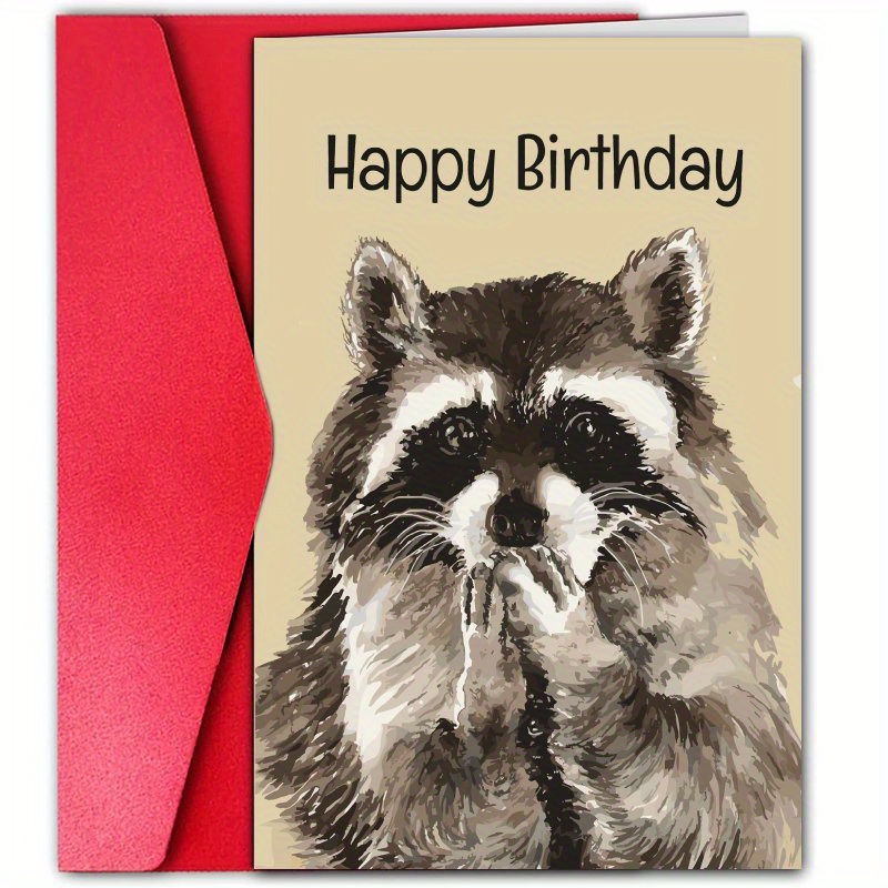 

Happy Birthday Raccoon Card: Cute Animal Birthday Wishes For Family And Friends