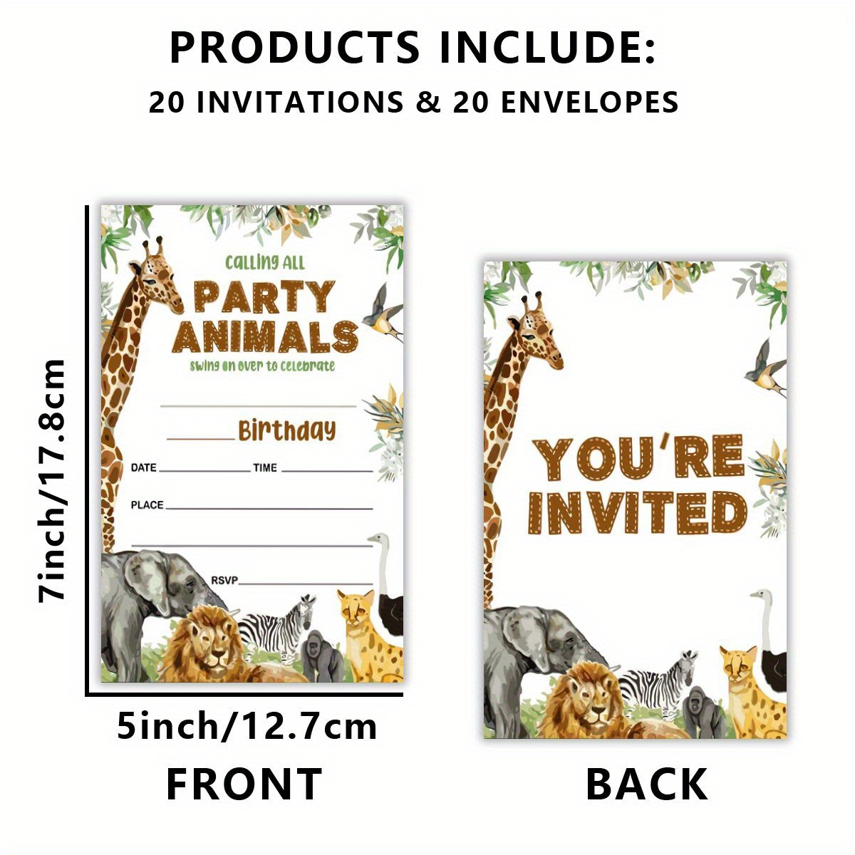 TEMU 20pcs, Birthday Party Invitations, Birthday Party Invitations For Boys, Girls Birthday Party Invitations, Birthday Invitations, Birthday
