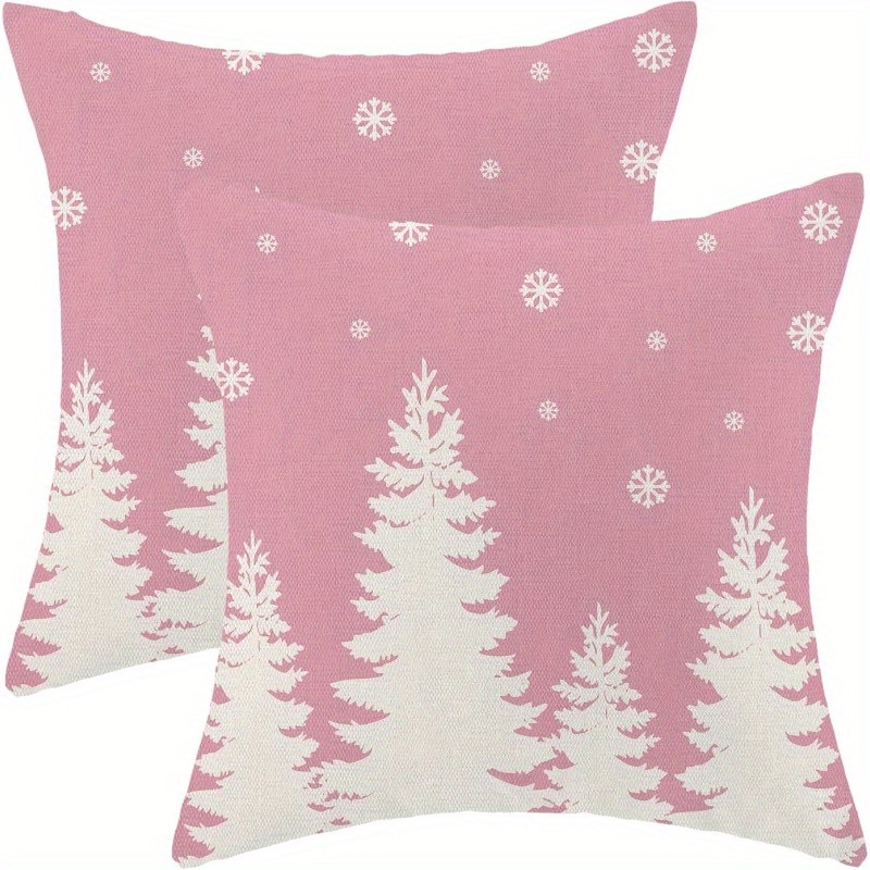 

2- 18x18 Christmas , & Christmas Tree , Polyester, Rectangular, , Decorative Cushion For Decor, Sofa Bed