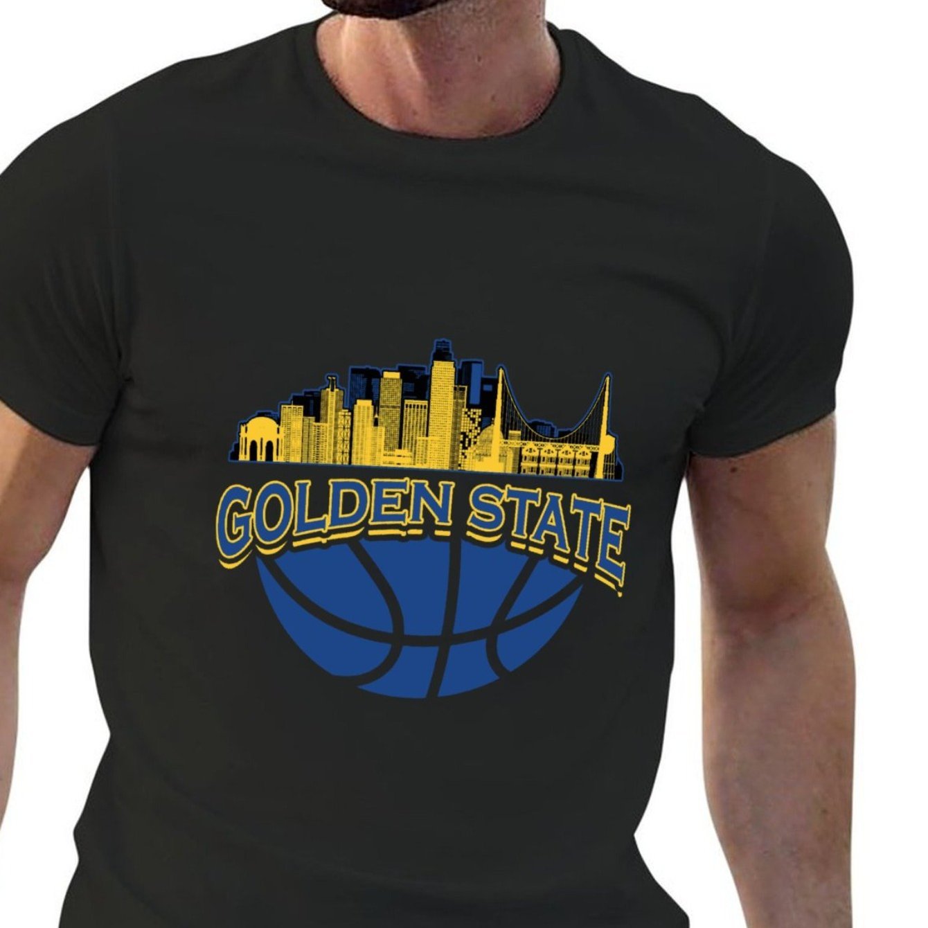 

Basketball Skyline Team Sports Fans Clothing Short-sleeved Round-necked Men's T-shirt T-shirt Men ( Skyline)