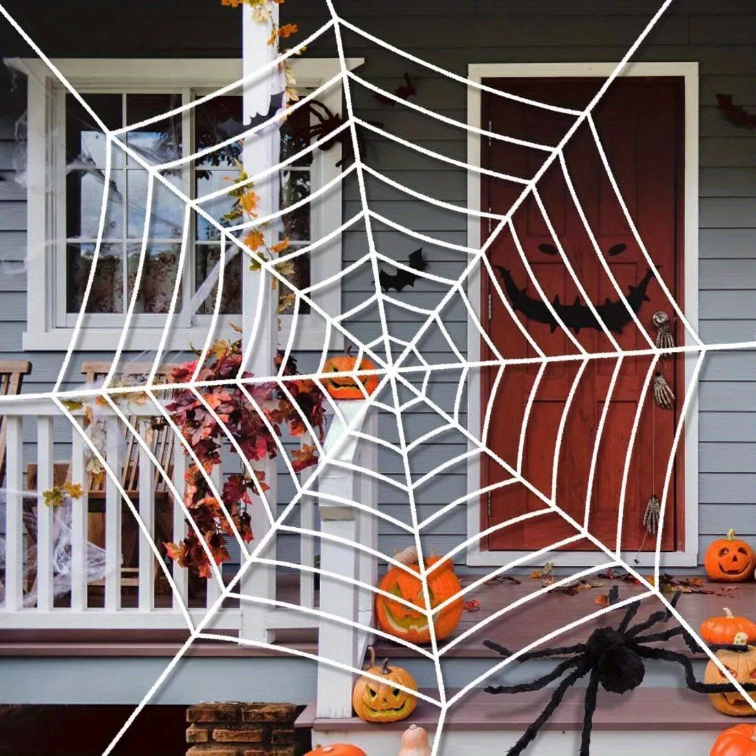 

Large 12ft Halloween Spider Web Decoration - Spooky Cobwebs For Outdoor Haunted House Decor - A At Halloween Parties, Trick-or-treat Events, And Other