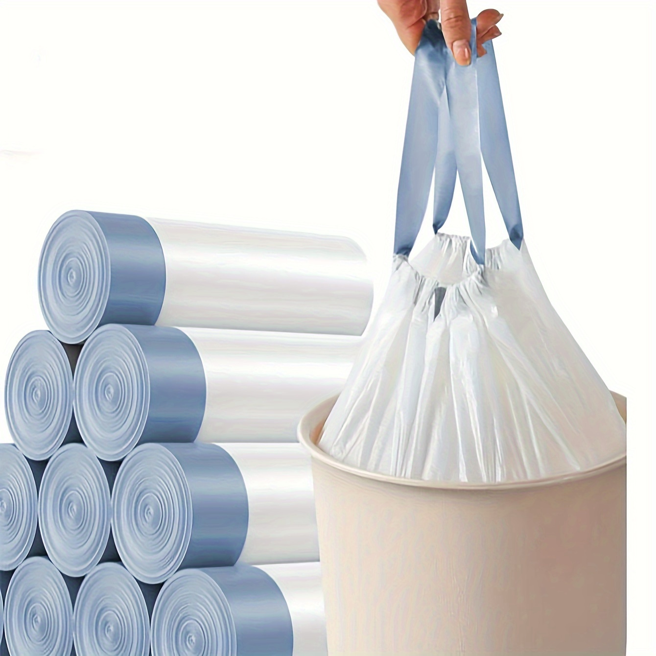 

75pcs Extra Odor-sealing Drawstring Trash Bags - Heavy-duty, Leak-resistant & Tear-proof Disposable Garbage Bags For Cleaning