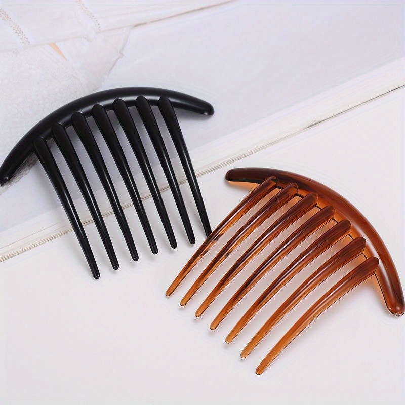 

2pcs Elegant Black Hair Combs For Women - French Style Updo Accessories, Parties &