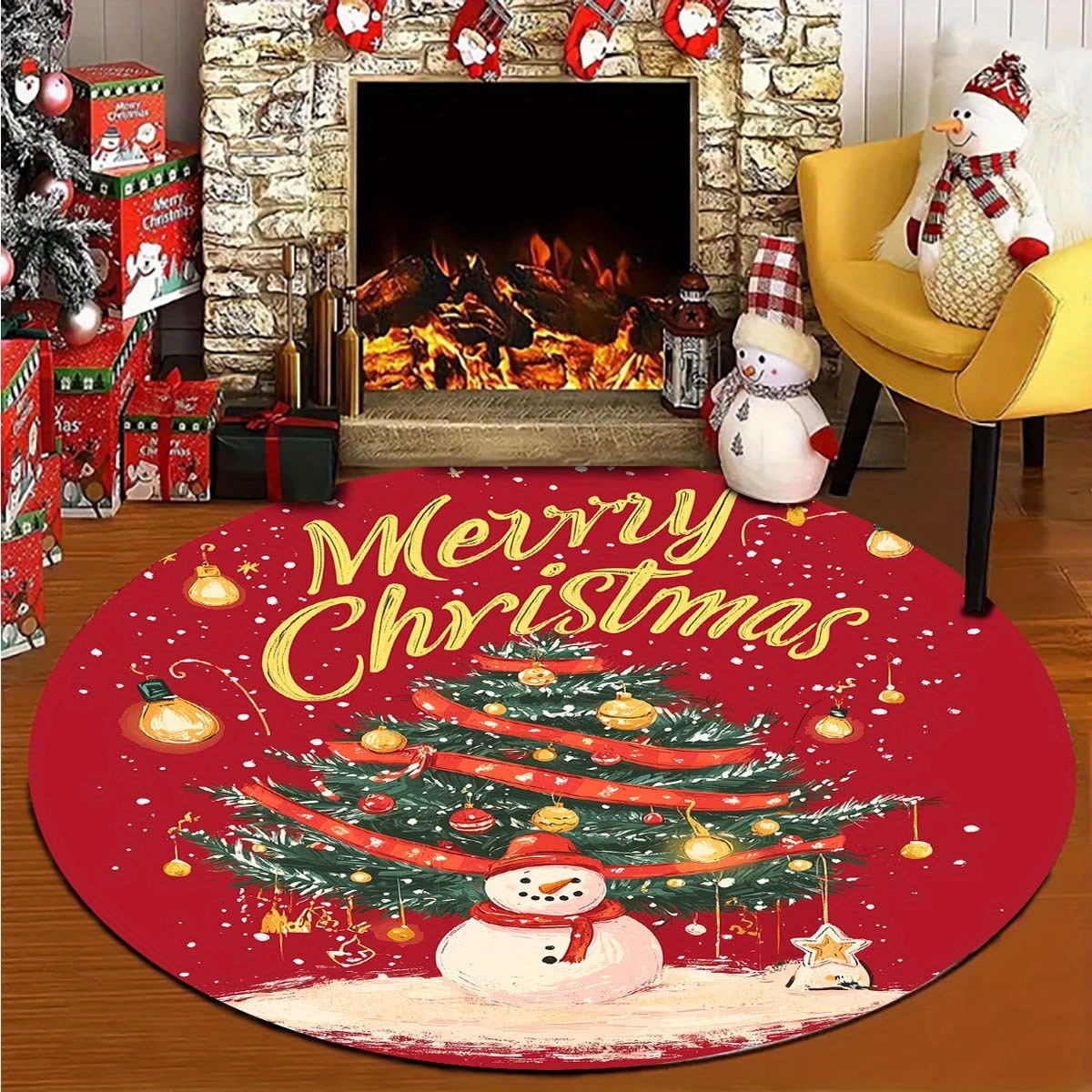 merry-christmas-round-area-rug-festive-snowman-tree-print-temu