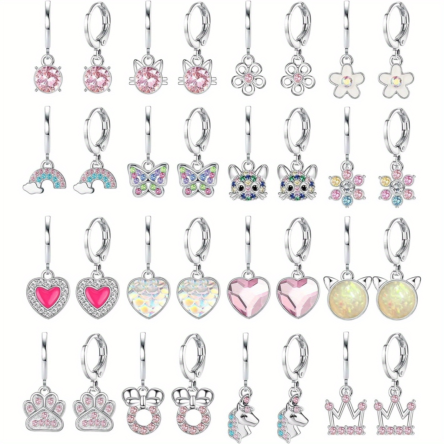 

16 Pairs Hypoallergenic Earrings For Women Surgical Stainless Steel Dangle Huggie Hoop Earrings Set Small Cute Earrings