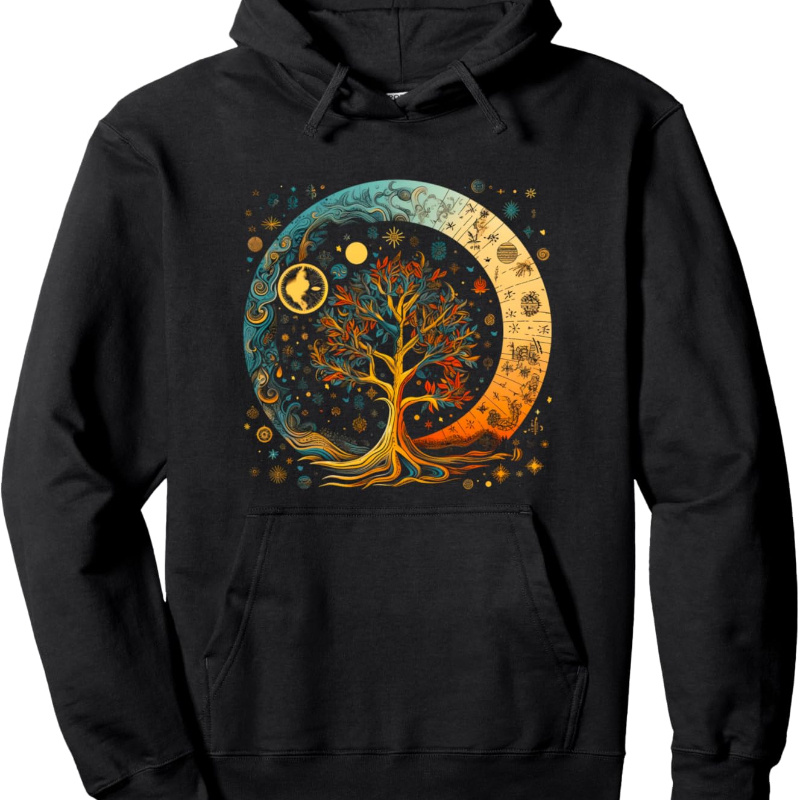 

Moon Phases Natural Trendy Cotton Hooded Sweatshirt, Street Style Sweatshirt, Crew Neck Sweatshirt, Ultra Soft, Breathable, 4 Seasons Casual Hooded Sweatshirt, Perfect For Daily Wear, Casual Outings