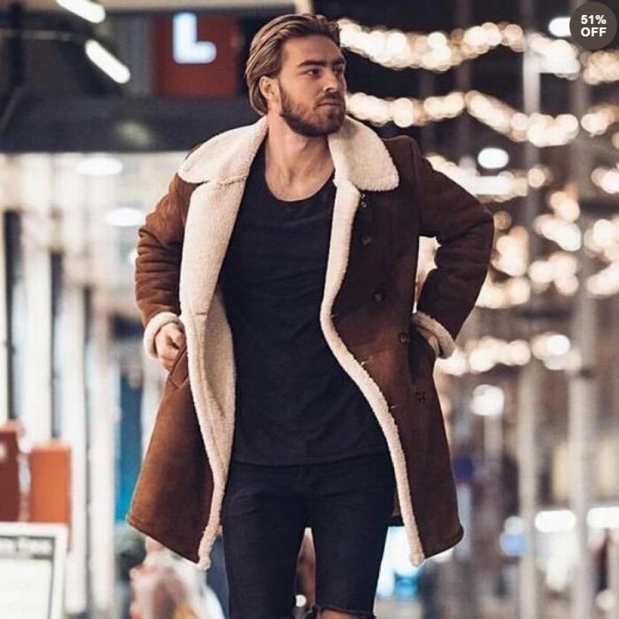 

Men , Long Sleeve Fleece Lapel Fluffy Outerwear