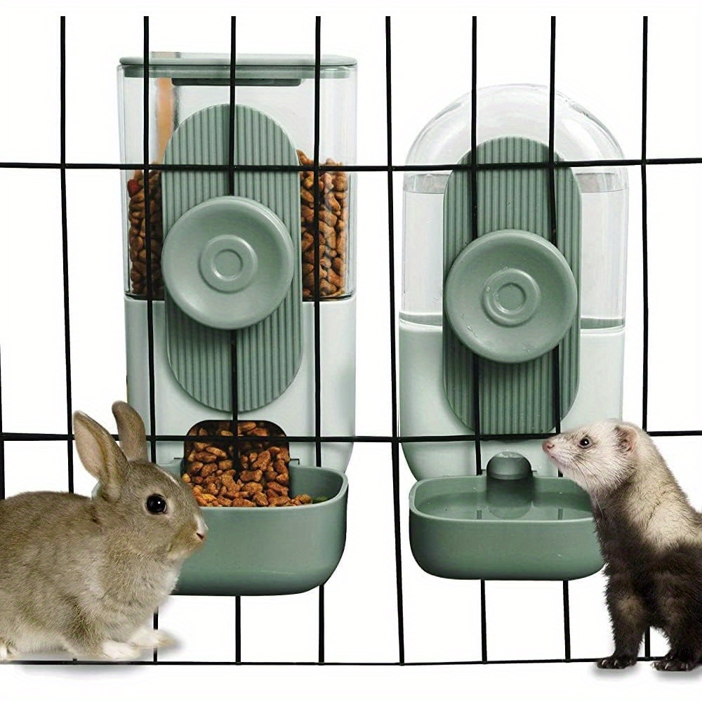 TEMU Automatic Hanging Food And Water Dispenser, Gravity Rabbit Feeder Water Dispenser Set, Cage Cat Water Dispenser, For Bunny Guinea Pig Ferret Water Dispenser (cage Grid Over 1.2'')