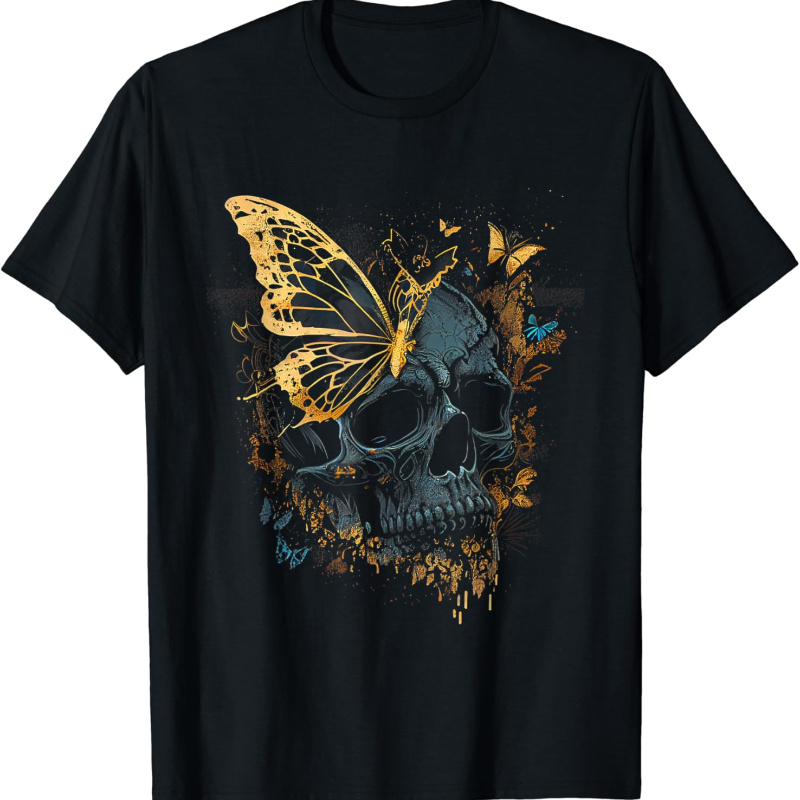 

Skull Butterfly Graphic Tees For Men Women T-shirt