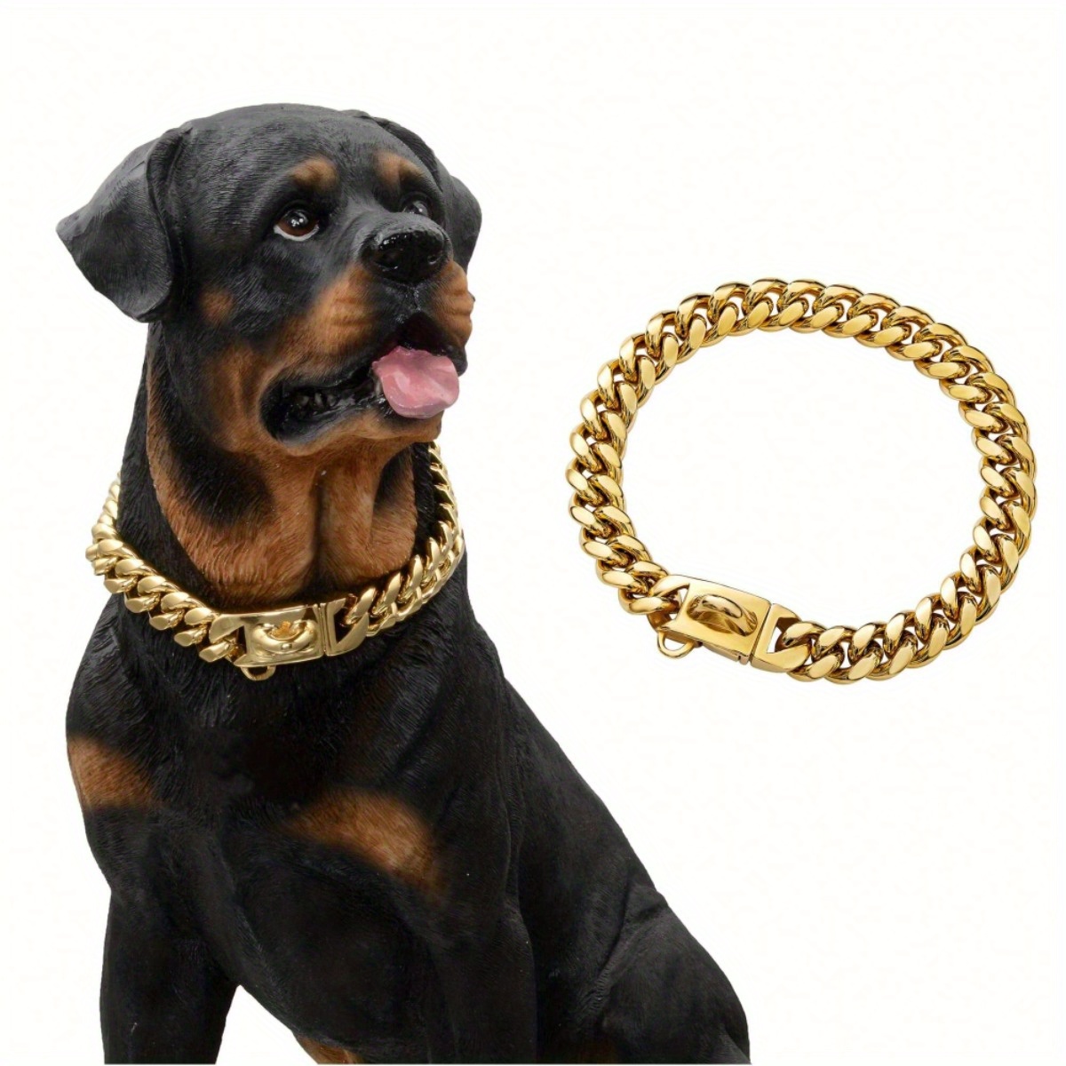 Gold Dog Chain Rottweiler Chain Leash Dog Gold Chain Collar