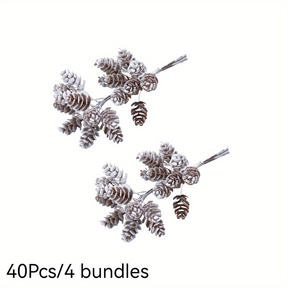 TEMU 40pcs Simulation Plants Pine Cone Artificial Berry Wreath Flower Material Room Christmas Tree Decor