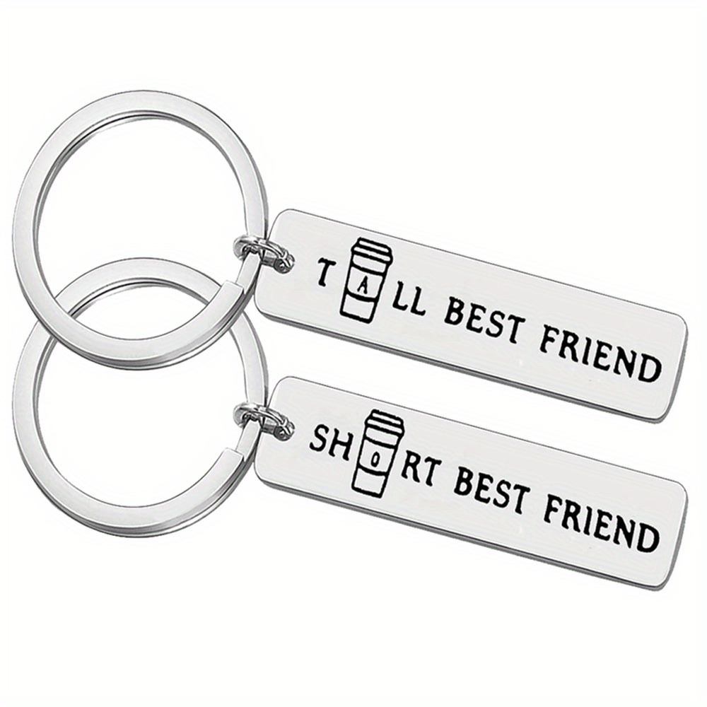 

Best Friends Forever - 2pcs Stainless Steel Keychain Set, 'tall & Short' Engraved, Perfect Gift For Bffs