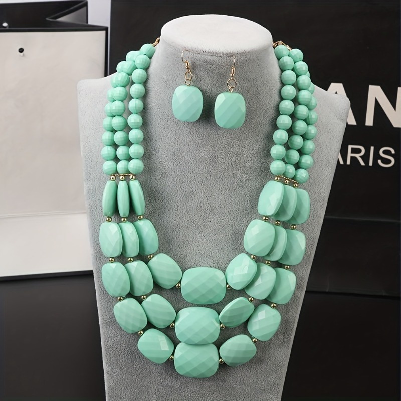   handmade earrings necklace bohemian style jewelry set with fashionable multi layered design just     like to match with daily clothing