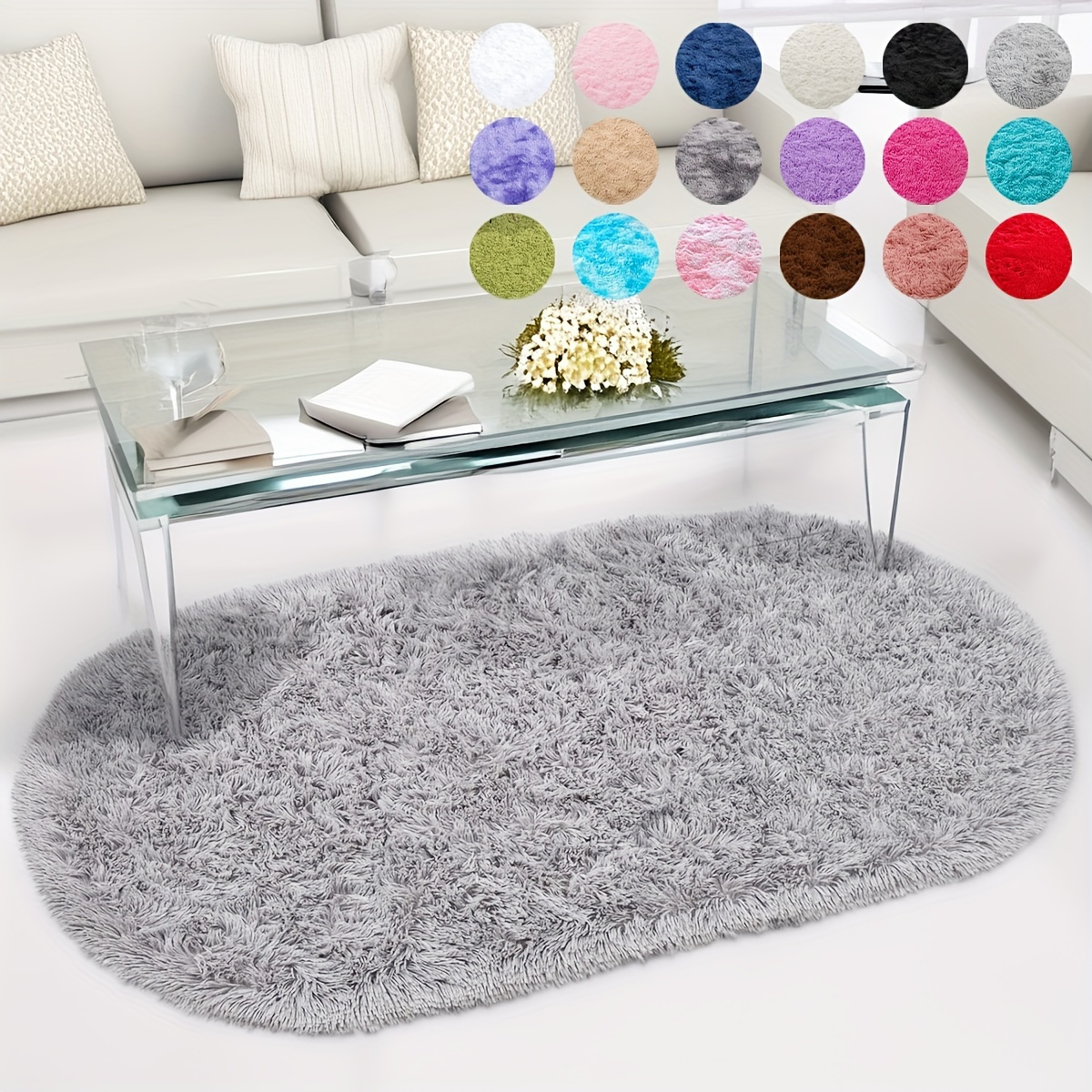 

Soft Plush Oval Area Rug - Tie-dye Gradient, Thick & Skin-friendly Sponge Fabric, Durable & Easy To Clean, Perfect For Living Room, Bedroom, And Home Decor