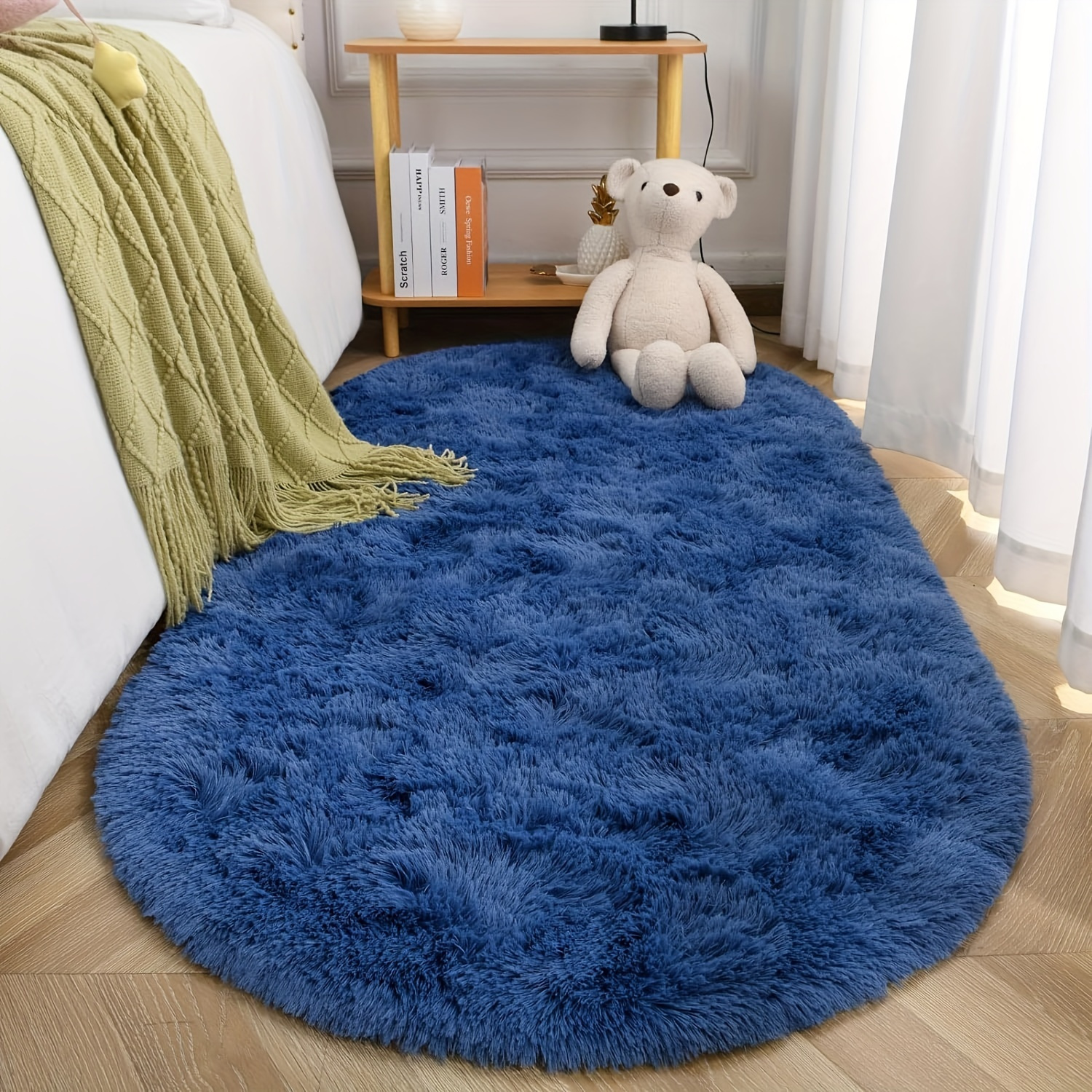 soft plush oval area rug tie dye gradient thick   sponge fabric   easy to   for living room bedroom and home decor details 3