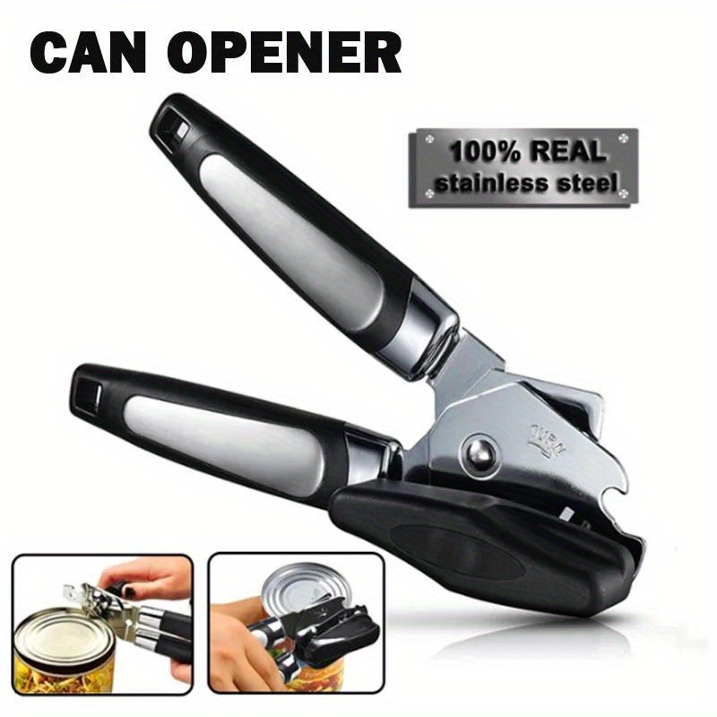   stainless steel can opener multifunctional jar bottle opener with   blade non slip handle for home kitchens restaurants bbqs outdoor picnics details 0