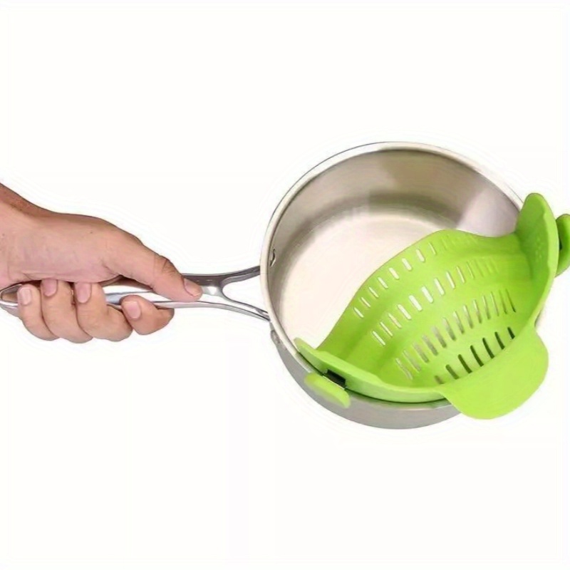 

Adjustable Clip-on Silicone Strainer - Kitchen Colander For Pasta, Veggies, And Fruits - Easy-clean, Space-saving Kitchen Gadget Green