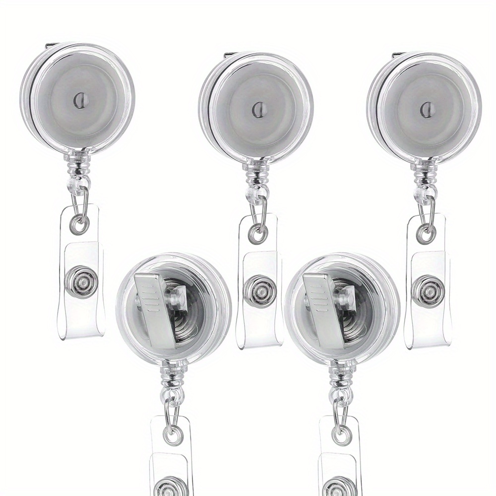 

5 Pack Retractable Badge Reels With Swivel Alligator Clip, Durable Plastic Id Card Holders, Professional For Office And Business Use